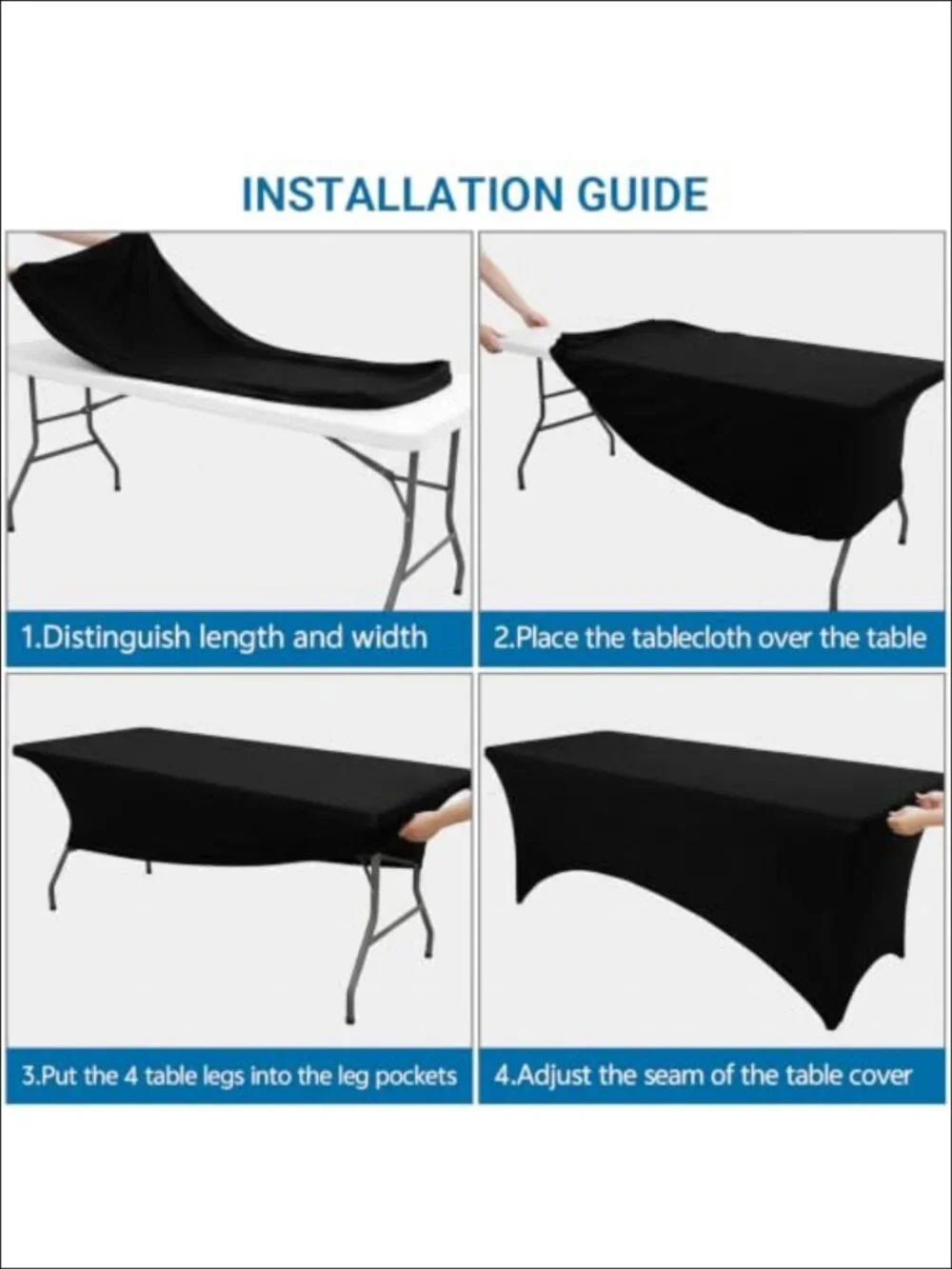 6-Pack Spandex Polyester Tablecloth Fitted Stretch Table Cover for 6ft Tables